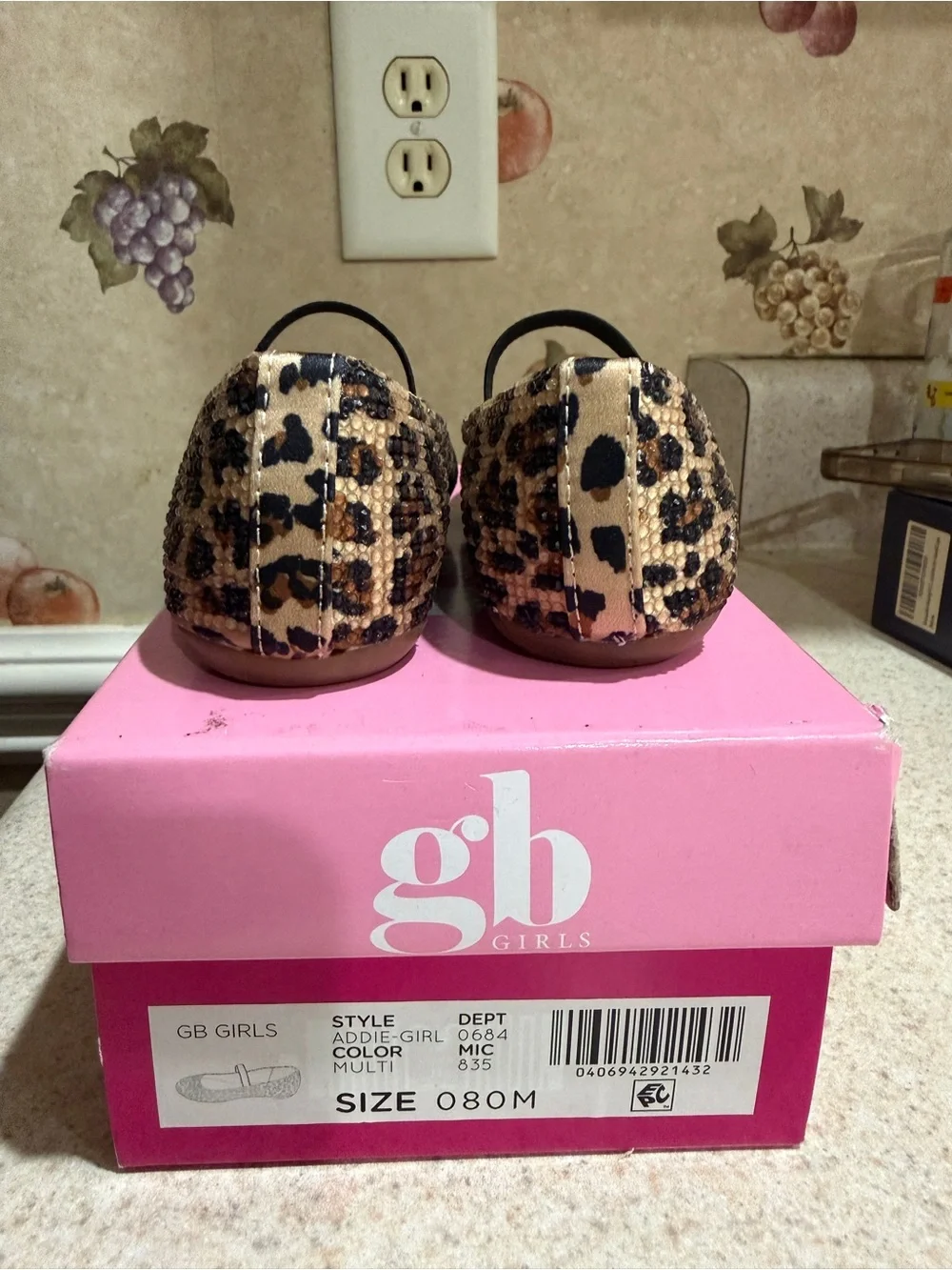 GB girls Leopard-Print Ballet Flats in Tan and Black